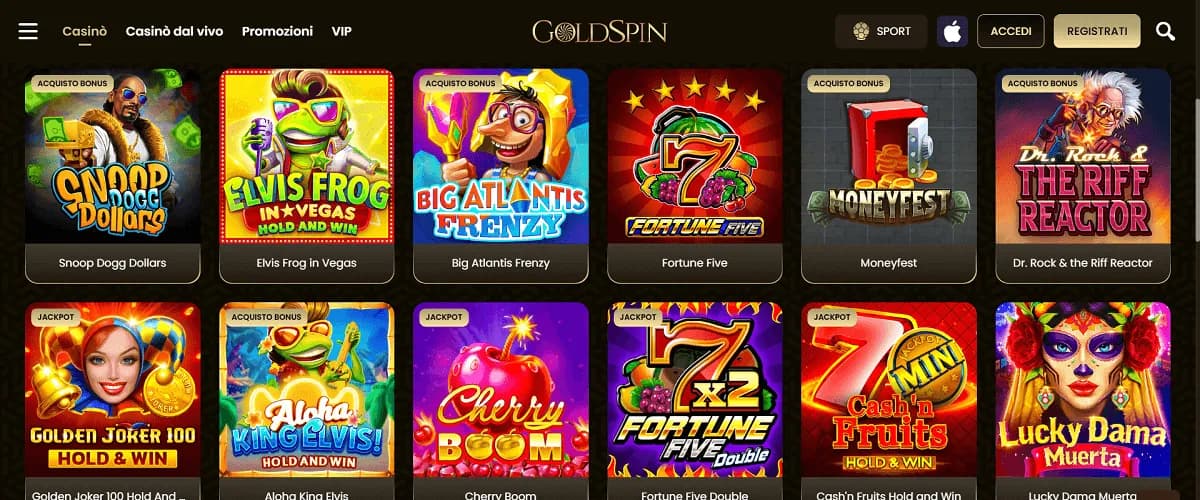 Goldspin migliore casino non aams