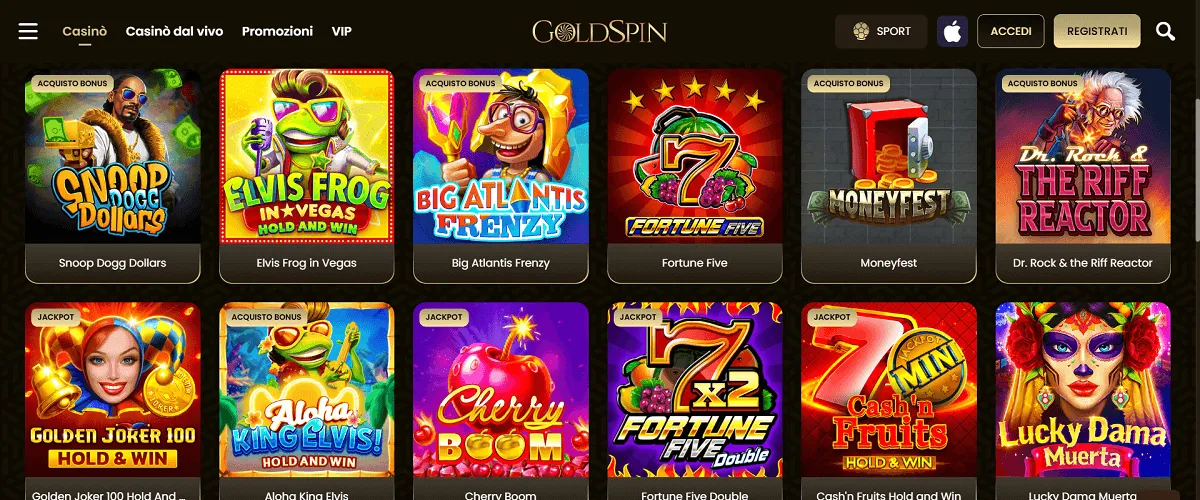 Goldspin migliore casino non aams