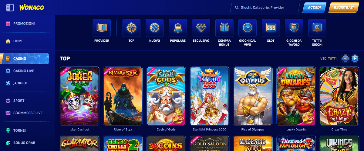 Wonaco casino non AAMS